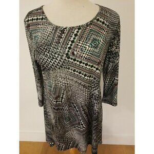 LBISSE Geo Print Dress Asymmetric hem - long Sleeves
